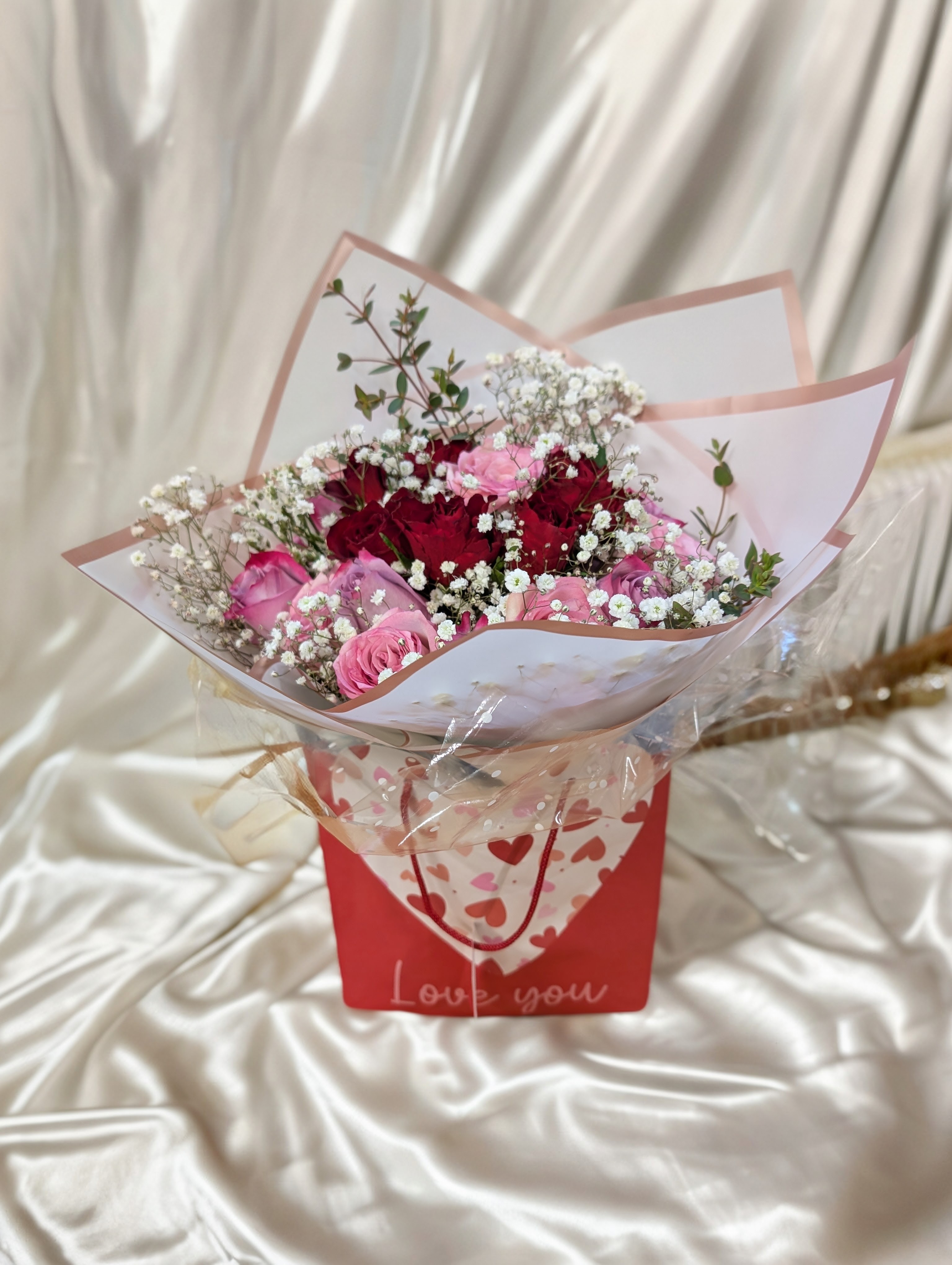 Aqua bouquet in a bag